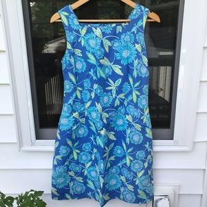 Dragonfly Flower Linen Dress